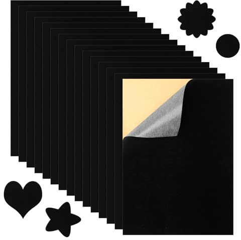 MOSTFUN 15 Piezas Negro Hojas de Fieltro Adhesivas, Terciopelo Suave Fieltro en la Respaldo Adhesivo Para Joyeros y Forros De Cajones Decoración Del Hogar Artes y Manualidades 21 x 30 cm