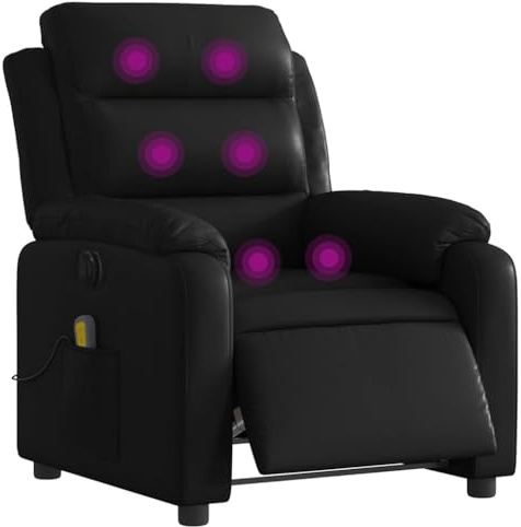 vidaXL Massagesessel Elektrisch, Sessel Verstellbare Rückenlehne Fußteil, Fernsehsessel Relaxsessel mit Liegefunktion, Liegesessel Polstersessel Ruhesessel, Schwarz Kunstleder