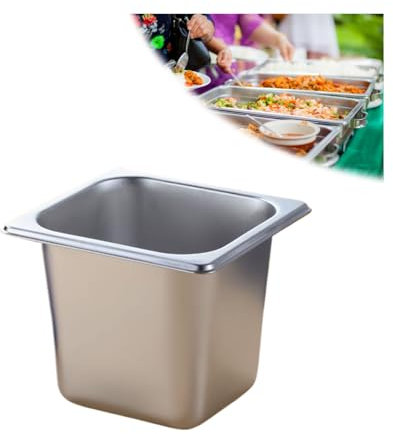 NJDQFA Edelstahl Warmhaltebehälter Panierschalen,Beilagenbehälter Für Gastro Et Küche,Gastro Behälter Zutatenbehälter,1/6（17.5 * 16.2cm）,15cm