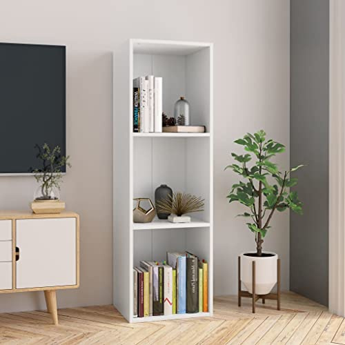 Willood Bücherregal, TV-Schrank, Standregal, Würfelregal, freistehend Büroregal Aufbewahrungsregal Aktenregal für Wohnzimmer, Büro Weiß 36x30x114 cm Holzwerkstoff