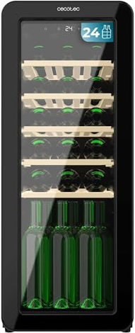 Cecotec Vinoteca 24 Botellas Retro Bolero Grandsommelier Origin 24 Hit Black. Acabado En Negro Con Control Led, Temp. 5-20ºC, NoFrost, Estantes Madera, Luz Interior, Ventilación