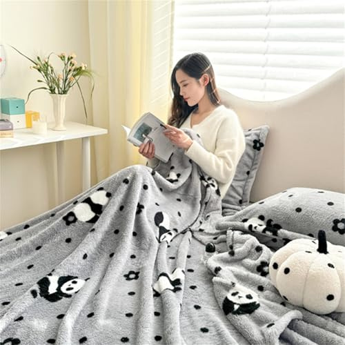 Highdi Kuscheldecke Flauschig, Winterdecke Warme Wohndecke Flauschige Decke Couchdecke Überwurf Fleecedecke als Tagesdecke Sofadecke Bett oder Sofaüberwurf Blanket (150 * 200cm,Schwarzer Panda)