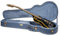 Crossrock Custodia rigida in legno per chitarra Les Paul | Finitura scolpita Smoke Blue, interno in velluto blu monocromatico, serratura – Serie Relief Premium