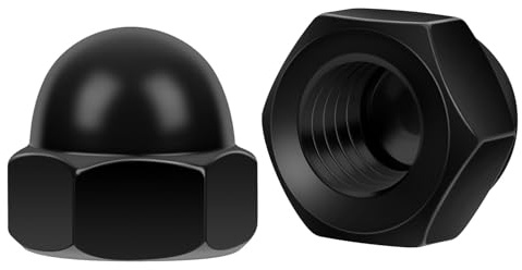 3/8-16 Acorn Cap Nuts, 10 PCS Black Coating Acorn Dome Cap Nuts, Hex Drive, Stainless Steel 304
