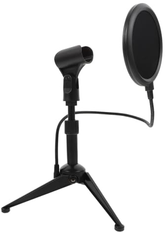 SHOWERORO Blowout Screen Mic Filter for Desktop Microphone Stand Black Detachable Microphone Support for Recording Interview Use