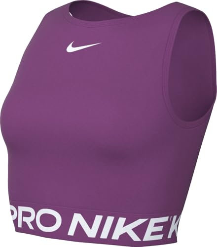 Nike PRO Dri-Fit FZ3615-518 - Canotta Corta da Donna, Colore: Fucsia/Bianco