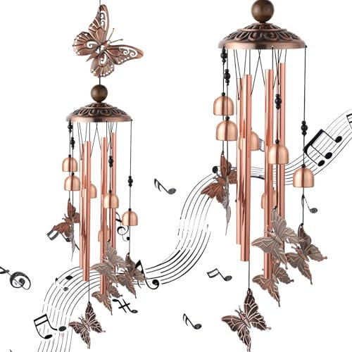 Wind Chime, Butterfly Chimes for Garden Hanging Wind Chimes Outdoor Decorations Wind Chime Gift for Woman Valentine Birthday Gift Window Decoration