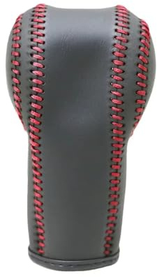 Copricambio Copri pomello del cambio per auto in morbida pelle nera per Qashqai per X-Trail automatico Coprileva del cambio(Red thread)