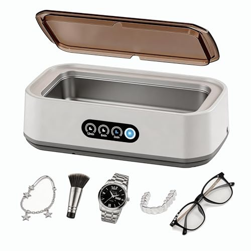 Ultrasonic Cleaner,Jewelry Cleaner, 49Khz 650ML Professional Sonic Cleaner, 304 Stainless Steel Tank and 3 Modes Timer for Rings, Glasses, Jewelry, Dentures,Watches, Shaver Etc.