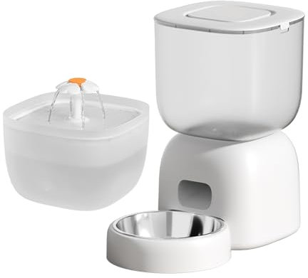 Zephyrix Automatic Dog and Cat Feeder and Waterer Set 3L, Voice and Video Support, Cat and Dog Food and Water Bowl with Timer