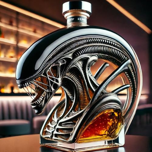 Carafe A Decanter Vin - Decanter Whisky Figurine, Figurine De Bouteille De Whisky En Verre De 300 Ml (10 Oz), Distributeur De Liqueur Personnalisé Gravé En 3D, Carafe À Whisky Étanche(Black)