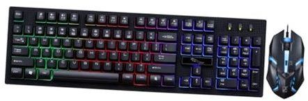SHINEOFI Tastiera Cablata e Mouse Usb Set Ergonomico Per Giocatori Tastiera Meccanica Luci Luminose Per Computer Gaming