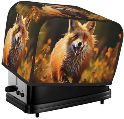 Mexpekil Copertura per tostapane a 2 fette di volpe selvatica della foresta, copertura impermeabile per piccoli elettrodomestici da cucina, antipolvere, protezione per tostapane, forno, regalo da