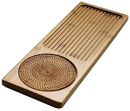 HYQOUKLR Plato para juego de té, Bandeja decorativa de madera for postres y dulces(M)