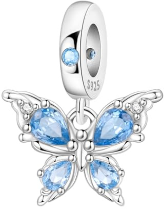 SOUTHPLUS Charms Pendentif Amour Soeur Famille pour Femme Argent Sterling 925 Breloque Bracelets Collier Femme Pour Maman Voyage ou Anniversaire (Papillon Bleu)