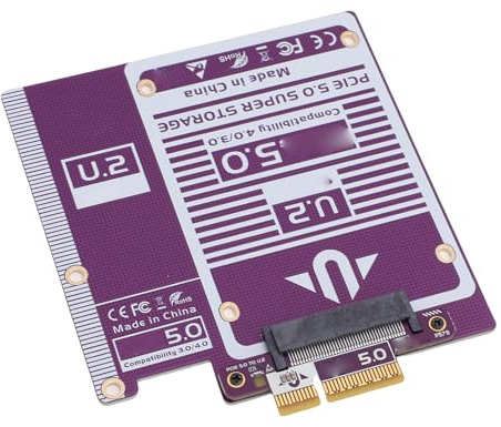 Zunate Adaptador de Disco Duro PCIe 5.0 X4 a U.2, Adaptador PCIe U.2/U.3 de 128 Gbps Conversor de Disco Duro Lector y Tarjeta de expansión Compatible con PCI-Express 4.0, 3.0 y 2.0 con