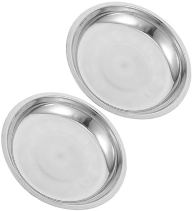 VALICLUD Lot de 2 Set de Gamelles Peu Profondes en Acier Inoxydable Brillant 253 CM pour Chien et Chat Gamelles d'eau et Nourriture Adaptées aux Chiots et Petits Animaux Faciles à