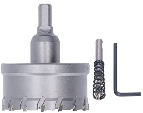 Sierra de corona de carburo C45, kit de corte de agujeros de acero con broca piloto, acero, metal, aluminio, madera, profundidad de perforación de 25 mm, destornillador hexagonal, (65 milímetros)