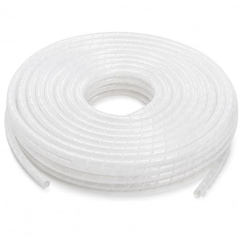 Boltza Rotolo di avvolgicavo a spirale bianco naturale, rotolo da 5 m, 24 mm - 5 m | Avvolgimento a spirale trasparente da 5 m, tagliato alla lunghezza, per cavi TV e PC, 6-24 mm