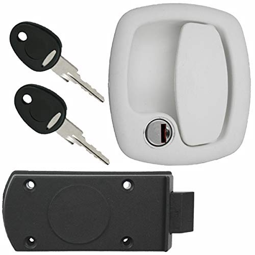 Serrure de porte pour caravane et camping-car Système FF, blanc