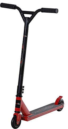 HOMCOM Stunt Scooter mit 360° Lenkung, ABEC 9 Kugellager, 100mm Kunstleder Räder, Tretroller aus Aluminium Stuntscooter bis 100kg belastbar, Kickscooter Trick Roller Funscooter für Kinder ab 14 Jahre