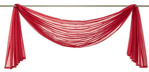 Yaland Voile Bogenvorhang Uni Querbehang HxB 300x140cm Rot 1 Stück | Transparenter Hochzeitsvorhang Chiffon Freihandbogen einfarbig Wohnzimmer Gardinenschal Schalvorhang Bogenform