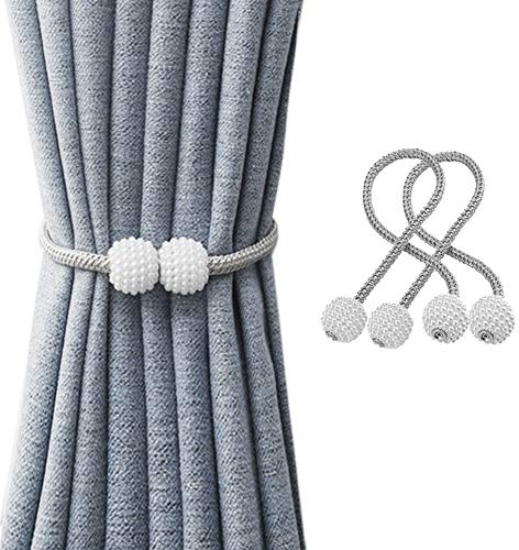 SUOXU Magnetic Curtain Tiebacks, 2pcs Curtain Tie Backs Curtain Clips Rope Holdbacks Curtain Holder Buckles For Home Office hotel Window Decorative Curtains Accessorie