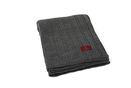 Ritter Decken Estoril Strickdecke 150 x 200 cm - Anthrazit | Grob gestrickte Wolldecke aus 100% mulesingfreier Wolle, ideal als Kuscheldecke, Wohn- & Tagesdecke, Made in Germany