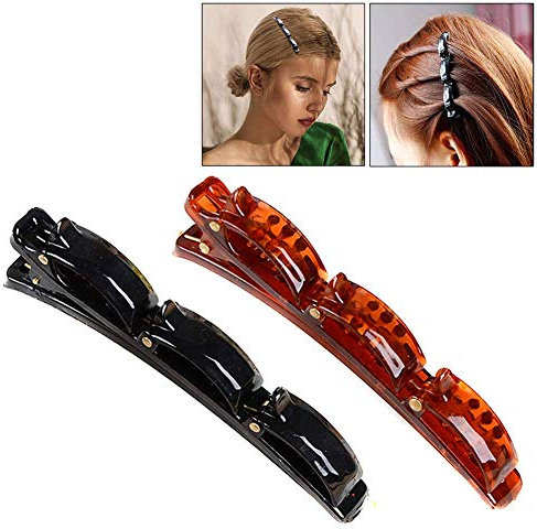 2 Stück Haarspangen Doppelknall Frisur Haarnadel Clips Haarreif mit Klammern für Damen Mädchen Frauen,Stirnband Haarbänder Haarspangen Clips Doppelknall Haarklemmen Haarclips Hairdressing Clips