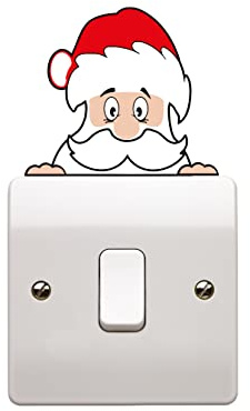 Epic Modz Juego de calcomanías de vinilo para interruptor de luz de Navidad, para habitación infantil, interruptor de luz, arte de pared, calcomanía de regalo (Papá Noel mirando)