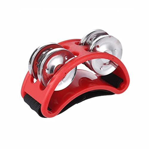 LATRAT Fußtambourine Foot Tamburin Drum Foot Jingle Bell Tragbare Trommel (Rot)