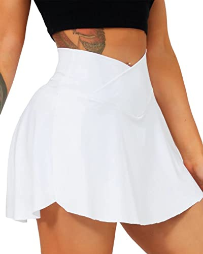 Navneet Women's High Waisted Mini Skirt with Shorts Pockets Golf Skorts Sport Skirts for Tennis Skater School Workout Running