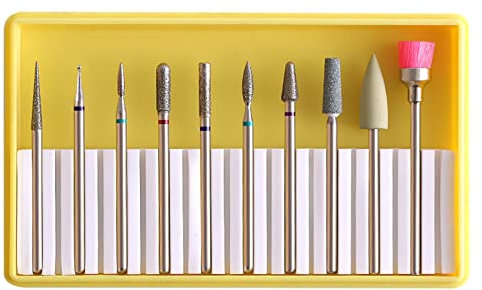 Nagelbohrer-Set, 10 Stück, 3/32 Zoll Nagelbohrer für Nägel Nagelhautentferner Nagelfeile Maschine Zubehör