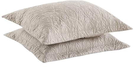 MarCielo 2 Pieces Microfiber Quilted Pillow Shams Soft Pillow Covers with Envelope Closure Standard Size(Taupe)