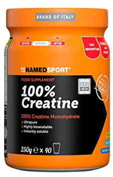 NAMEDSPORT - Creatina Pura al 100%, Incrementa le Prestazioni Fisiche in Caso di Attività Ripetitive, Ideale per chi Fa Bodybuilding, Sport di Endurance, 100% Brand of Italy, 250 g