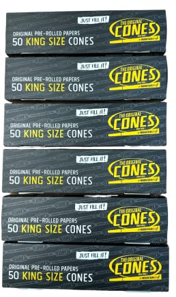 Cones 20409 The Original 6 x 50 King Size Hüllen White konisch-300 x prerolled Papers, Papier
