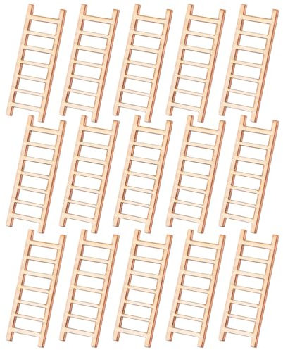 Operitacx Fotostütze 15 Hölzerne Mini-Trittleitern Fee Möbel Simulation Leiter Ornament DIY Mikrolandschaft Zubehör Für Blumentopf Sand Tischdekoration Holzdeko Holzleiter Deko