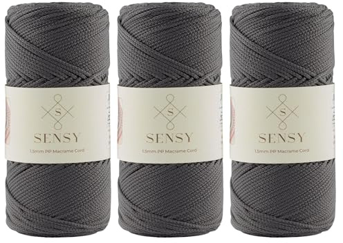 S Sensy - Anthrazit 1.5MM Premium Polypropylen Makramee-Kordel 3 Stück 150m