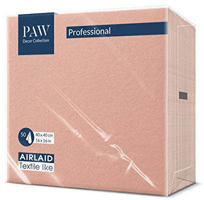 PAW - Airlaid Servietten (40 x 40 cm) I 50 Stück I Einfarbig I Stoffähnlich I Elegante Tischdekoration I HoReCa I Zu wichtigen Anlässen wie Hochzeiten, Feiern, Weihnachten I Unicolor: Rosa