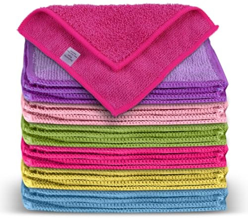 DualVertex 30 Microfibre Makeup Remover Wipes for Face Cleansing with 1 Laundry Bag - 15 x 15cm Make Up Removing Towel & Reusable Cleansing Cloth - Multipurpose Soft Facial Wipes in 6 Colors