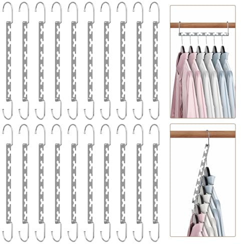 Sindax Kleiderbügel Platzsparend, rutschfest Kleiderbügel Metall, Magic Bügel für Schrank Organizer, Platzsparende Kleiderbügel für Hosen Jeans Anzug und Kleider, 20 Stück