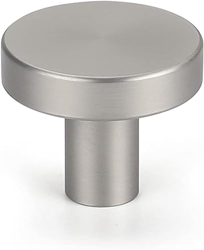 LONTAN 10 Stück Schrankknöpfe Edelstahl Möbelknöpfe Silber Matt Griffe Rund Möbelknopf Polierter Nickel Hemnes Knöpfe Schrankknöpfe Möbelknopf Gebürstet ein loch Schubladenknöpfe