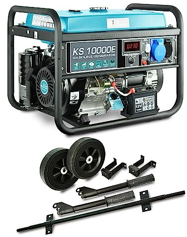 KS 10000E petrol outdoor generator with a maximum power of 8000W with Transportation kit KS 10 KIT manual/electric start, automatic voltage regulator (AVR), low oil level indicator
