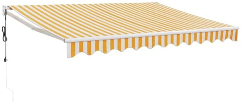 vidaXL Elektrische Markise mit Kurbel Gelb und Weiß 3x2,5 m