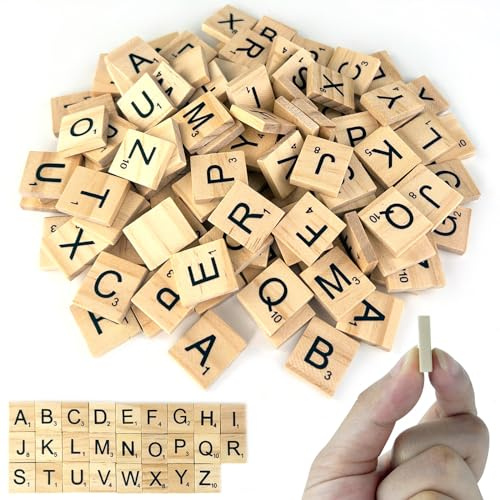 Nutabevr 130 Piezas A a Z Letras de Madera Rompecabezas, Educación Infantil, Juguetes Juegos Artesanía Alfabeto Madera, para Manualidades, decoración de Paredes, Juguetes para niños, DIY