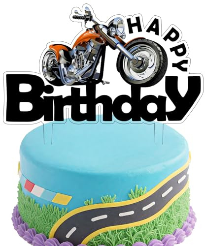 Motorcycle Happy Birthaday Cake Topper Motorcycle Racing Themed Cake Decoration Motorcycle Enthusiasts Birthday Party Supplies