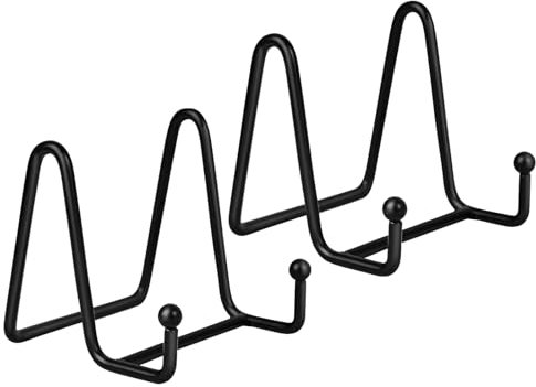 Csirnto Présentoir d'Assiettes | 2 Pièces Présentoir de Livres - Décoration Livres - Présentoir de Cartes Postales | Chevalet en fer Pour Assiettes Pour Photo, Art, Assiettes, Cadre Photo | Noir