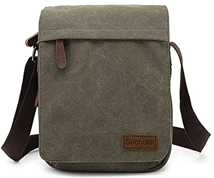 Sechunk Kleine Umhängetasche aus Segeltuch im Vintage-Stil für Herren & Damen,für Outdoor,Camping,Reisen,Arbeiten,täglicher Gebrauch