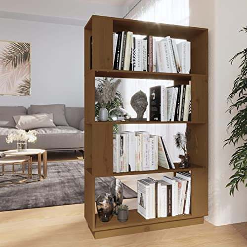 ARKEM Bücherregal/Raumteiler Honigbraun 80x25x132 cm Kiefer Raumteiler Regal Schrank BüCherregal Regal Raumteiler Storage Shelves MöBel-BüCherregal Massivholz