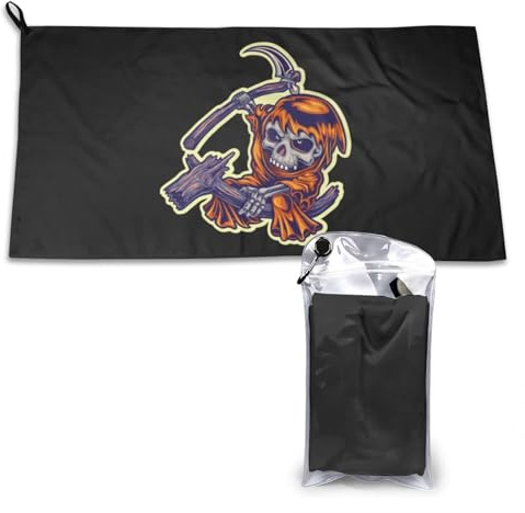 SIYTUAU with a Scythe Skull Towels for Bathroom 16x31.5 in Ultra Soft Quick Drying Bath Towels Hand Towels Camping Fitness Beach Towel
